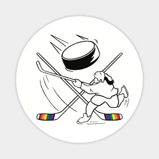 Pride Hockey Player (With Ponytail) LGBT Design Magnet